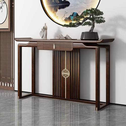 新中式玄关桌乌金木玄关台客厅入户门供桌靠墙超窄条案实木玄关柜