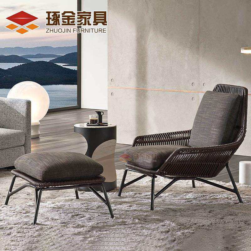 户外闲休藤阳编沙发藤椅室外桌椅组合露台庭院台花ZJ-1065园椅三