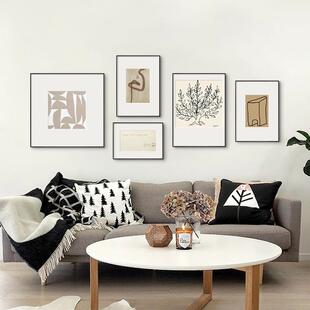 韵北欧抽象极简斯客律厅沙发背景墙装饰画马QB202112蒂挂画多幅组