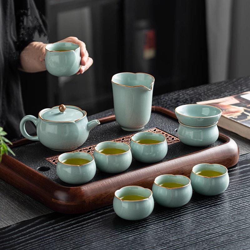 茗韵阁大师级汝窑功夫茶具套组家用轻奢高档2025新款茶具新婚礼品