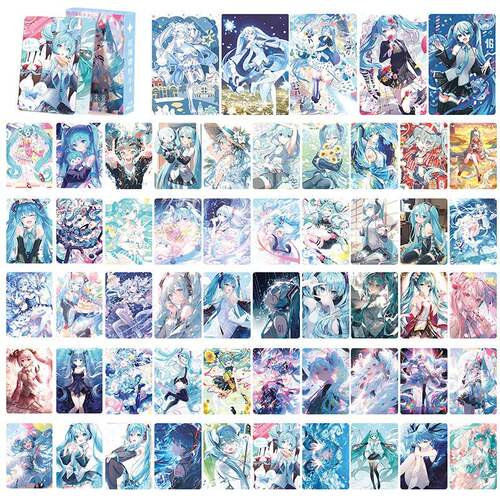 初音未来周边三寸盒装二次元55张镭射小卡照片LOMO闪卡片生日礼物