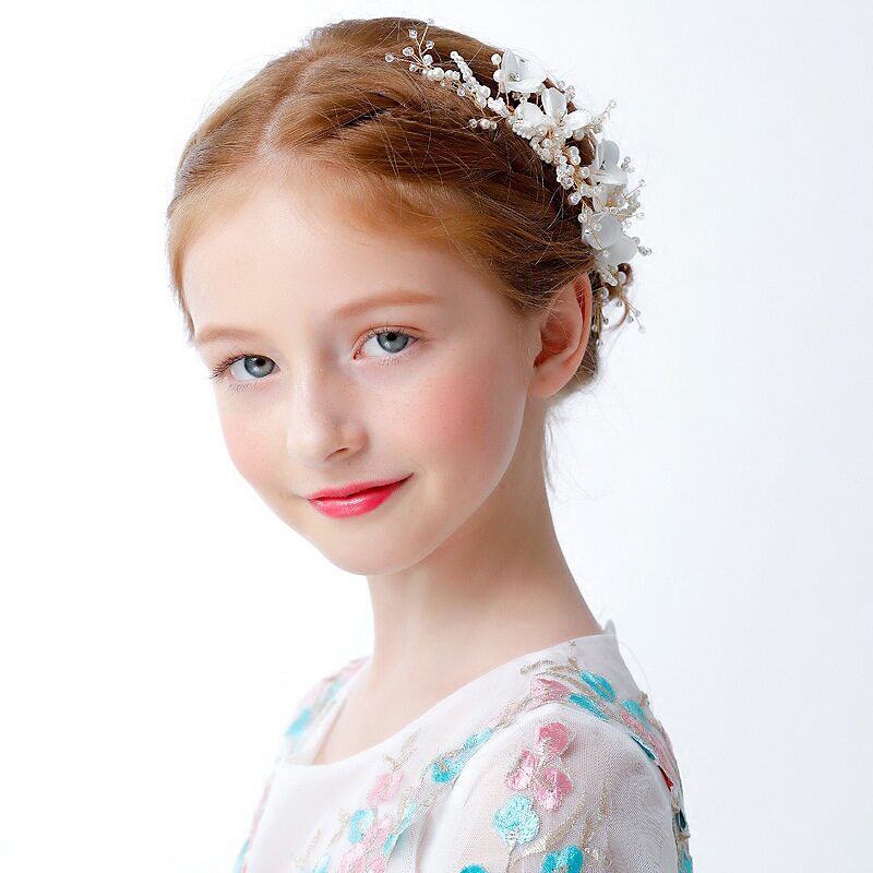 儿童钢琴主持人表演发饰发梳头饰女童婚纱饰品边夹小女孩礼服配饰