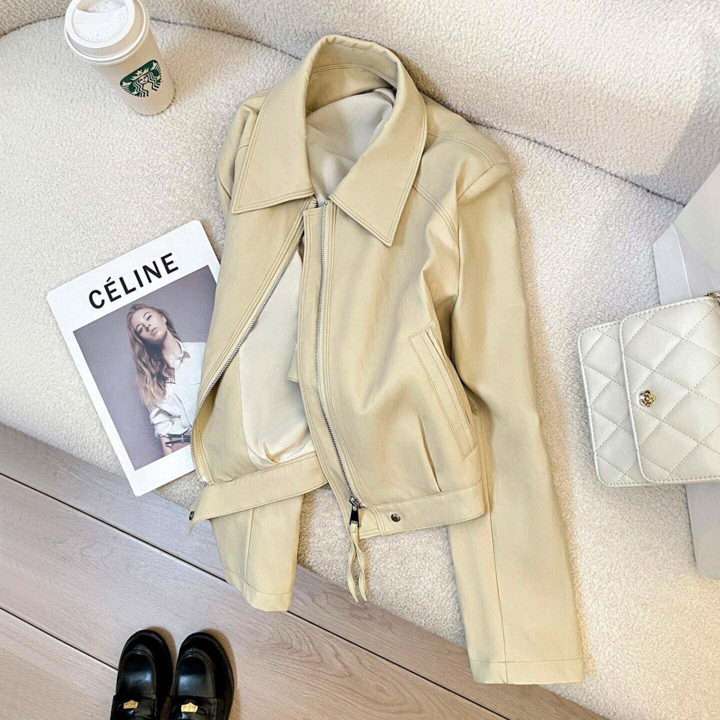 2026超火减龄黄色皮衣外套女高级感酷飒风独特漂亮巨好看夹克上衣