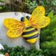 Wall Art Outdoor 2PCS Hanging Bee Decor Garden Metal