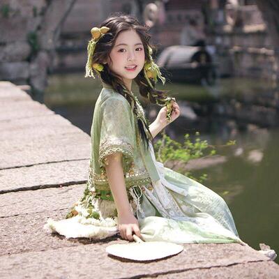 女童汉服夏2026新款刺绣吊带洋装小女孩古风日常可穿超仙公主裙