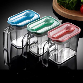 塑料加厚调味料盒套装组合家用厨房带勺子和勺架盐罐调味料罐方形