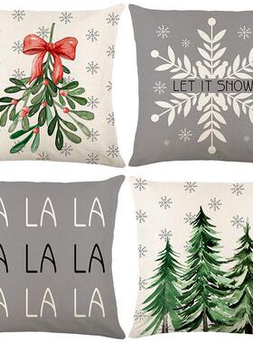 Christmas Pillow Covers 18x18 Set of 4 Farmhouse Decoration