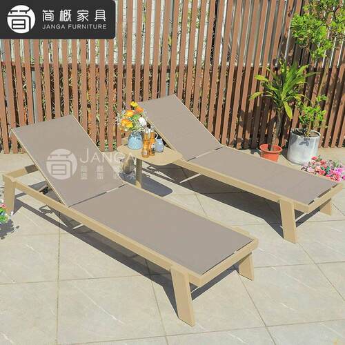 户外别墅泳池躺床沙滩露天躺椅花园庭院藤编躺椅休闲日光浴躺床