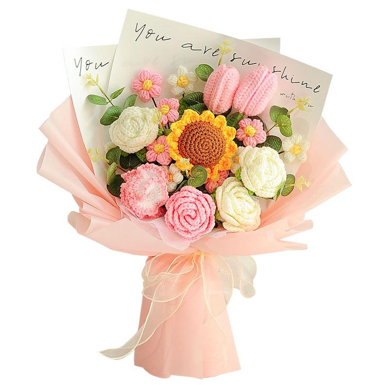 教师节大束针织毛线花束成品手工编织毕业送同学情人节生日送女友