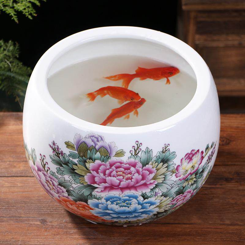 景德镇陶瓷器粉彩聚宝盆缸家居创意装饰品摆件客厅电视柜玄关摆设