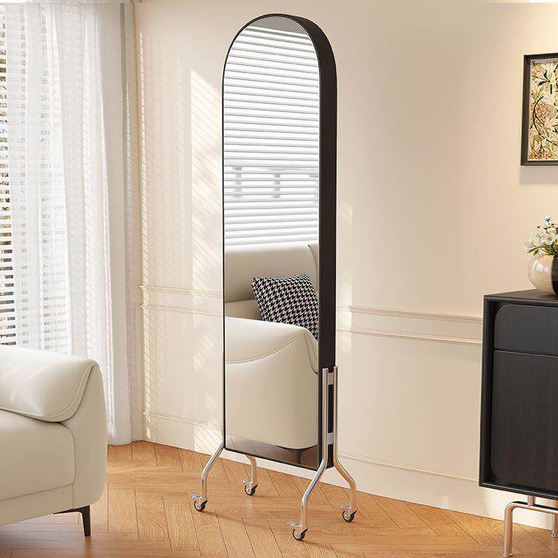 可移动镜子全身镜家用中古风架落地置物架旋转复古高清穿衣镜