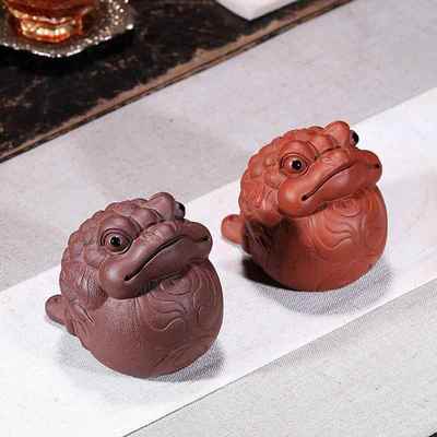 陶瓷茶道全作手工大蟾蜍茶玩个性红把玩一鼓气家用XJI公室摆办设