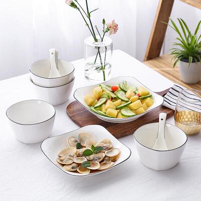 碗碟套装家用4人日式餐具套装北欧简约6人吃饭陶瓷碗筷盘子碟汤碗