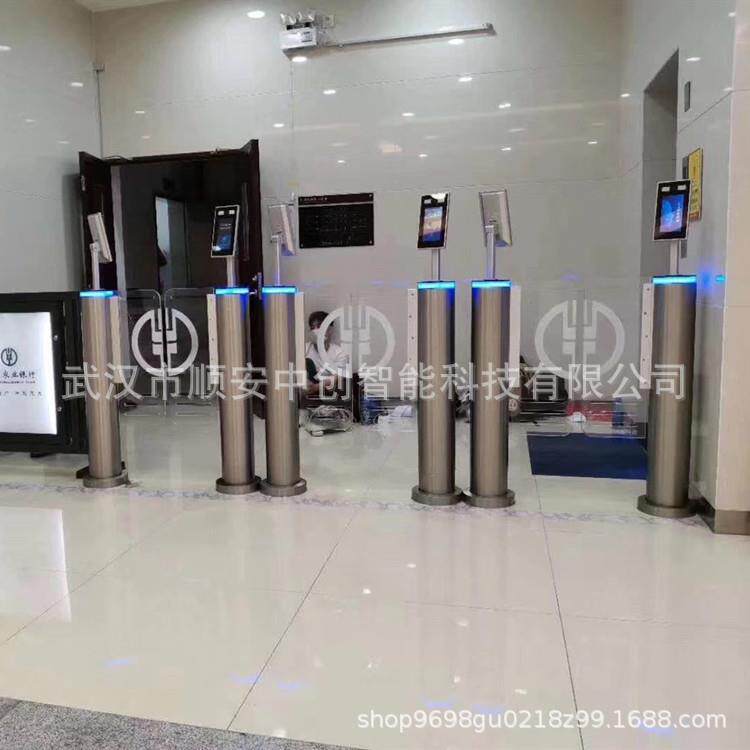 武汉圆柱速通门高档会所人行通道闸银行进出口闸机高端防撞摆闸