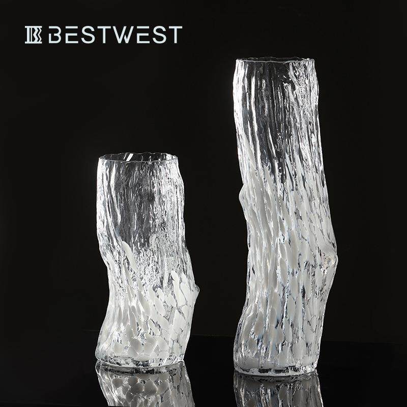 Bestwest样板间玻璃花瓶摆件样板软饰品装饰品网红花瓶玻璃花器