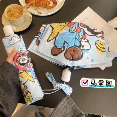 胶马里奥雨01伞ins小阳众全自动折叠晴雨两用黑防学晒生遮阳伞太