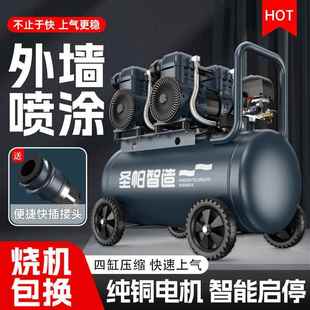 外墙喷漆无油空压机65L打气泵喷漆真石漆专用6L静音2000W小板砖
