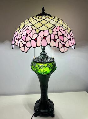 汇璟凡尼彩色玻璃台5504灯美式田园蜻蜓客厅卧蒂室床头米0厘书桌