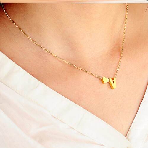 fashion jewelry necklace letter short women chain heart