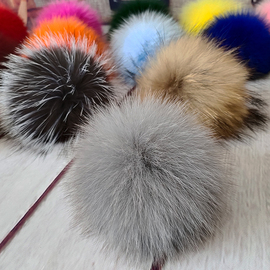 帽子毛球配件狐狸毛绒球(毛绒球，)diy手工，材料服装鞋包饰品帽顶超大毛毛球