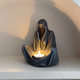 欧式小众独特个性欧式幽灵树脂摆设蜡烛巫师许愿烛台树脂创意摆件