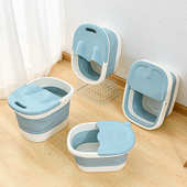 洗脚桶加高款 手提按摩足浴桶家用折叠洗脚盆成人泡脚桶带盖泡脚盆