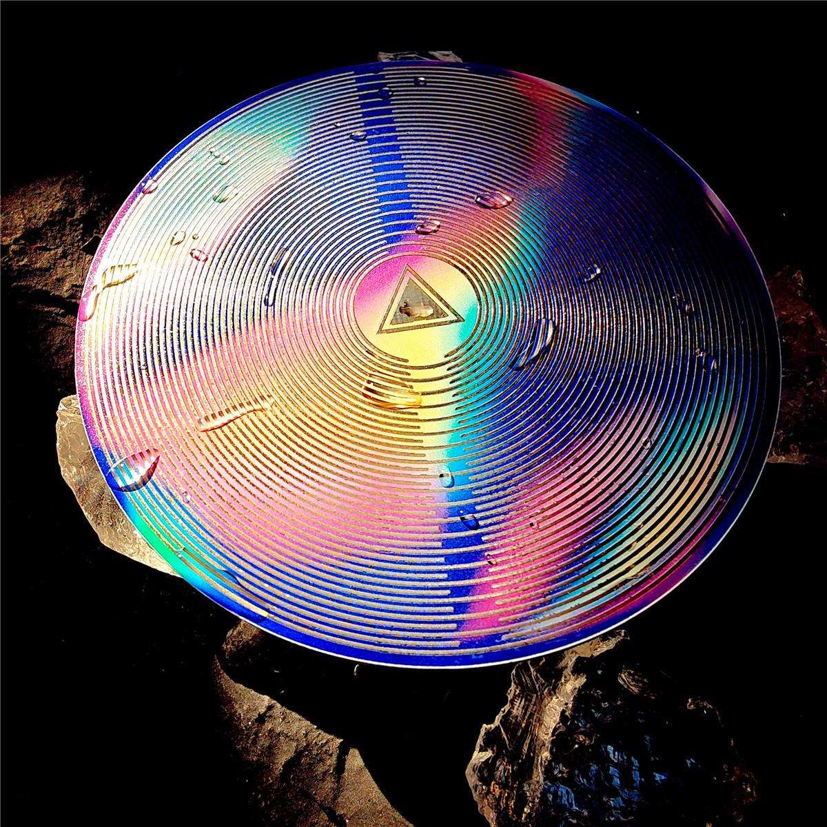 彩虹金字塔双面能量盘40圈同心MWO冥想能量场铜镀金防水镀晶层