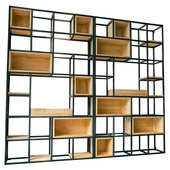 铁实木艺格子复古工业展示架架美式 家具置屏风书架风隔断物loft