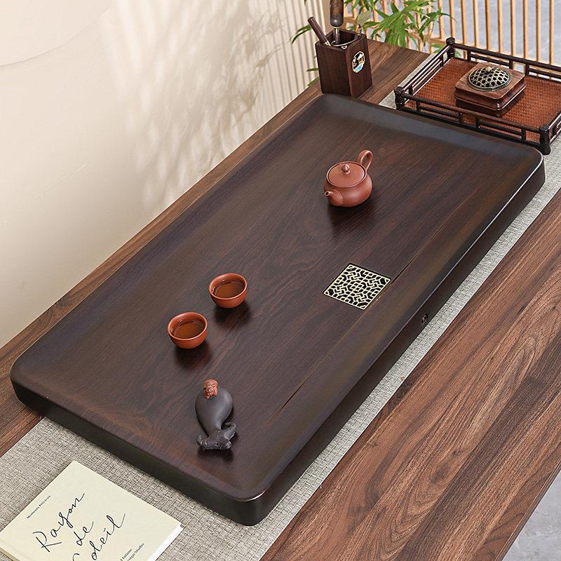黑檀茶盘实木整块原木客厅家用高档茶具排水式茶台小型茶海茶托盘