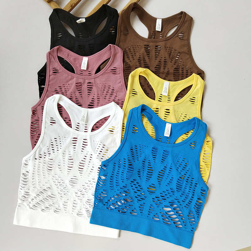 运动镂空背心无袖速干透气遮肉夏薄紧身短款罩衫瑜伽健身服上衣
