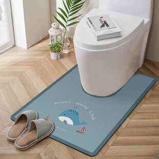 卫生间洗手间马桶周围边缘防溅尿u型吸水卡通地垫硅藻泥防滑脚垫