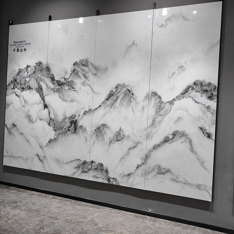 0A900X2600岩板电视背景墙无限连纹大板客厅轻奢玄关沙发影视背景