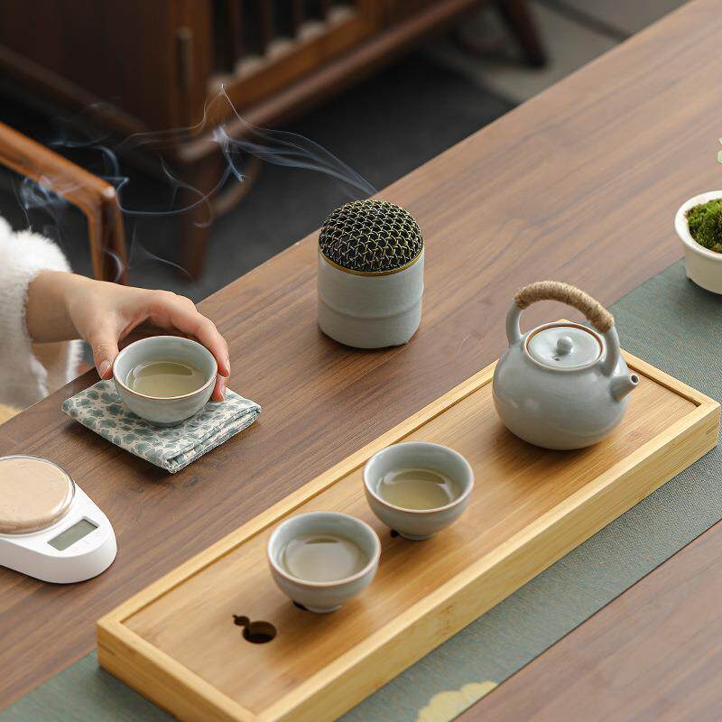 香识有味哥窑工夫茶具陶瓷办公室高档家用简约禅意茶具小套带茶盘