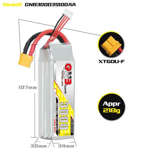 GNB高能3000mAh 3S 11.1V 100C车模船模航模FPV锂电GAONENG LiPo