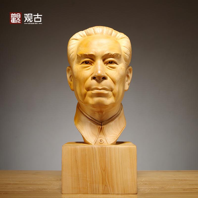 崖柏木雕人物雕像周恩来半身像摆件家居书房办公室装饰送礼工艺品