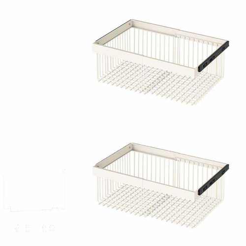 抽屉式免打孔分层推拉轨道收纳改造内置抽拉裤架伸缩滑轨衣柜拉篮