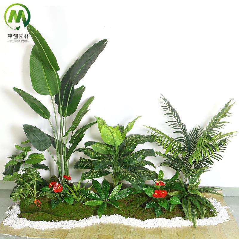 仿真绿植造景 装饰绿植景观组合仿真植物 楼梯下室内造景绿植套装