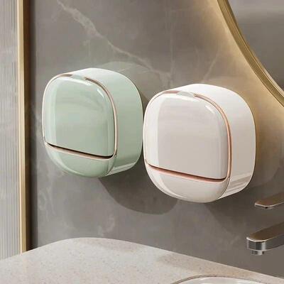 Bathroom Drain Soap Box Wall Mounted ABS Soap Box with Lid W