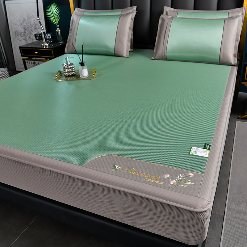 JW艾草冰丝席床笠款三件套软凉席冰藤席凉感双人夏季简约可折叠草,床上用品,冰丝席,淘宝优惠券,粉丝福利购,淘宝优惠卷