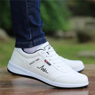 潮牌2025新款秋冬季防臭透气皮面小白鞋男士加绒运动休闲网面板鞋