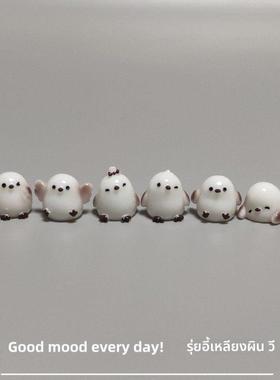 Good mood!可爱山雀萌粒微景观小鸟桌面小摆件工位解压治愈小礼物