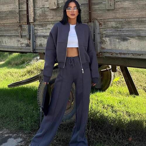 Set cardigan sportswear women's style long sleeved jacket