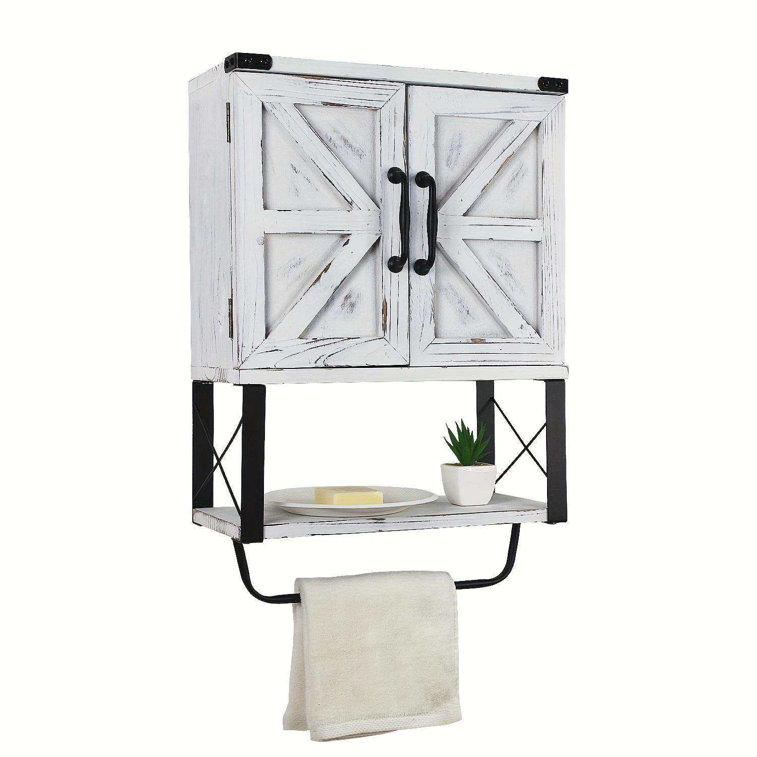 复古壁挂式木质浴室柜实木双开门浴室柜美式乡村毛巾杂物架储物柜