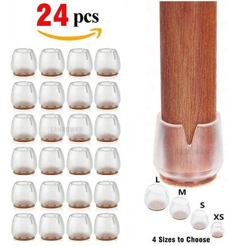 24pcs Silicone Chair Leg Protectors with Felt Furniture Feet