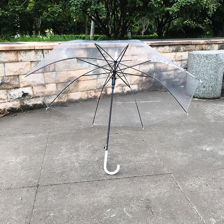 透明伞弯柄直杆长柄磨砂雨伞广告伞厂家网红半自动白色雨伞