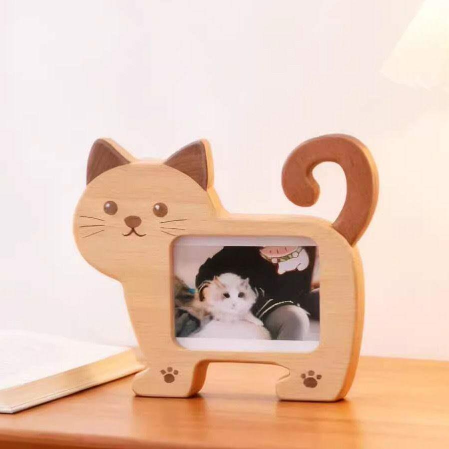 可爱小猫实木相框摆台摆件送闺蜜朋友生日礼物家居装饰品桌面摆件