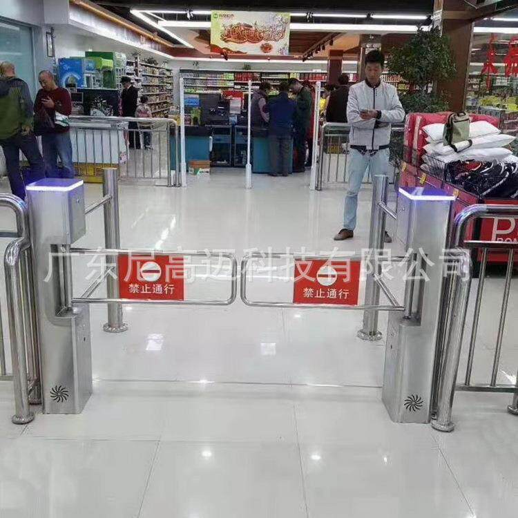 不锈钢商场单向门超市进出口器购物车人行出入口门禁行门感应闸机