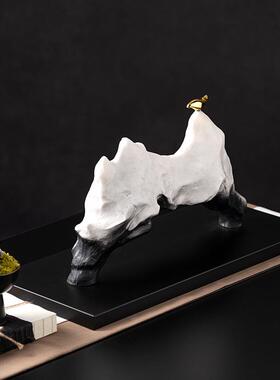 新中式禅意太样湖石板RZB-2674山饰雕塑复古玄关装宋代美学酒店间