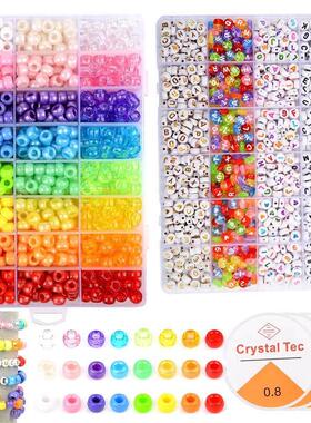 2400pcs Acrylic Pony Kandi Beads Kit Large Hole Hair Beads