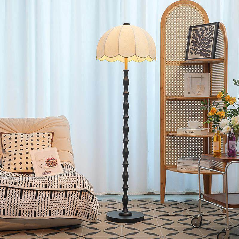 落地灯客厅沙发旁法式复古实木新中古风高级氛围灯卧室床头灯台灯